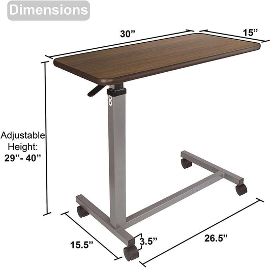 Medical Adjustable Overbed Bedside Table with Wheels (Hospital and Home Medical Use)