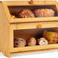 Double Compartment Bread Box - Extra Large Bamboo Bread Box for Kitchen Countertop, with Clear Window, Farmhouse Style Double Layer Bread Storage Bin Holder (Self-Assembly)