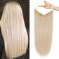 Invisible Wire Hair Extensions with Transparent Headband Adjustable Size Removable Secure Clips in Straight Secret Hairpiece for Women (24 Inch, Light Blonde)