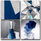 Blue Abstract Wall Art Blue and White for Living Room Decor 12X12 Modern Gray Abstract 3D Geometric Canvas Print Picture Framed Artwork Bathroom Bedroom Home Decor 4 Pieces