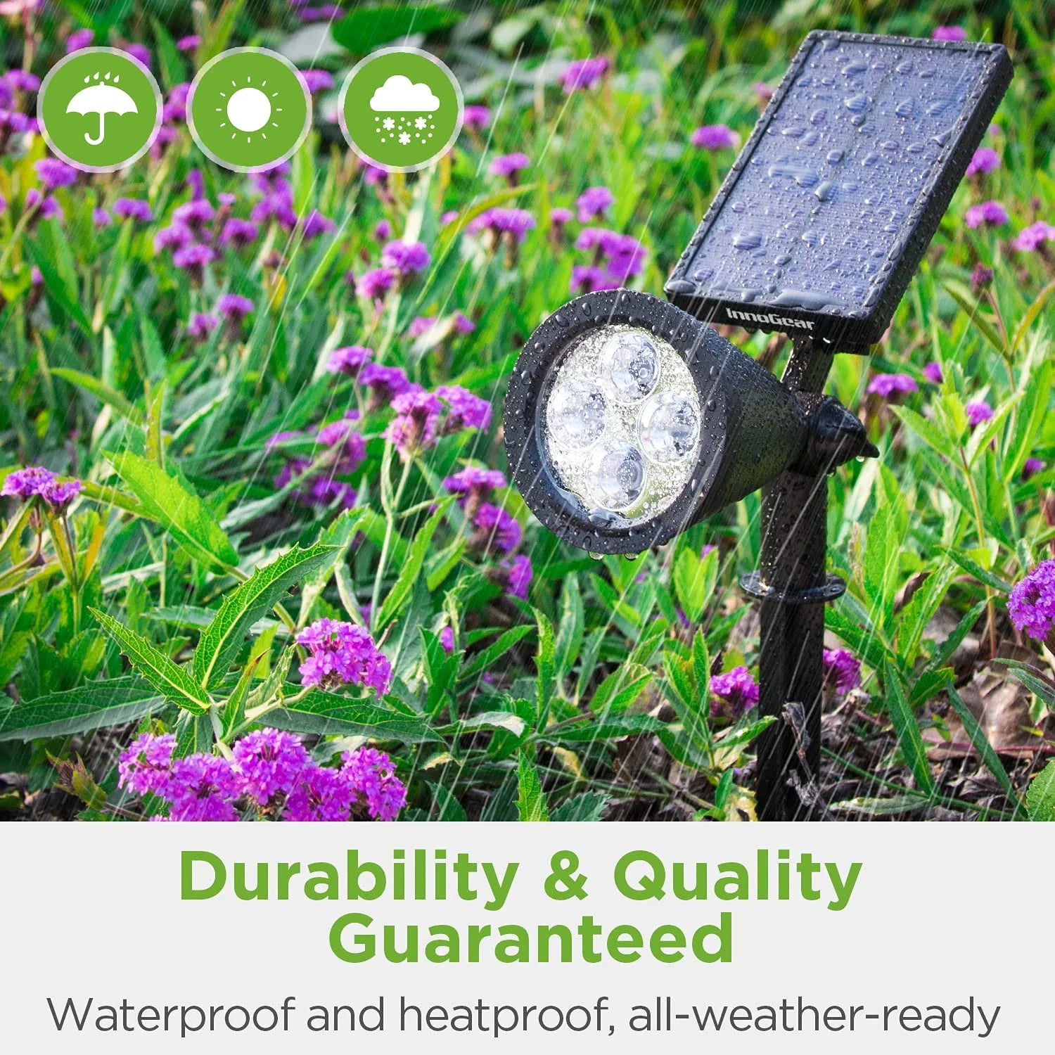 Solar Outdoor Lights, Solar Lights Outdoor Waterproof Solar Spot Lights Outdoor Spotlight for Yard Landscape Lighting Wall Lights Auto On/Off for Pathway Garden, Pack of 4 (Warm White)