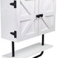 17X21” Barndoor Bathroom Wall Cabinet, Space Saver Storage Cabinet Kitchen Medicine Cabinet with Adjustable Shelf and Towel Bar, White