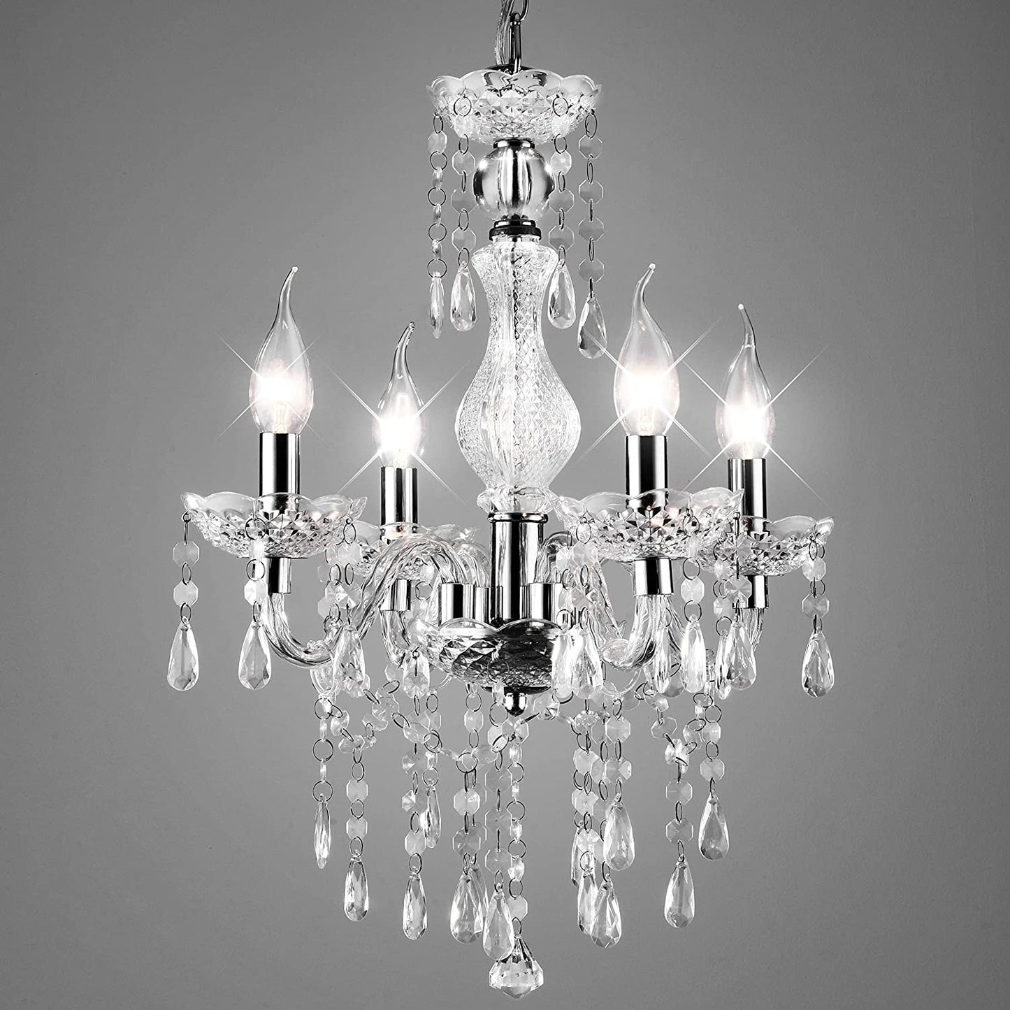 Crystal Chandeliers Clear Acrylic Chandelier Mini 4-Lights Pendant Lighting Modern Hanging Light Fixtures for Girl'S Room,Dining Rooms