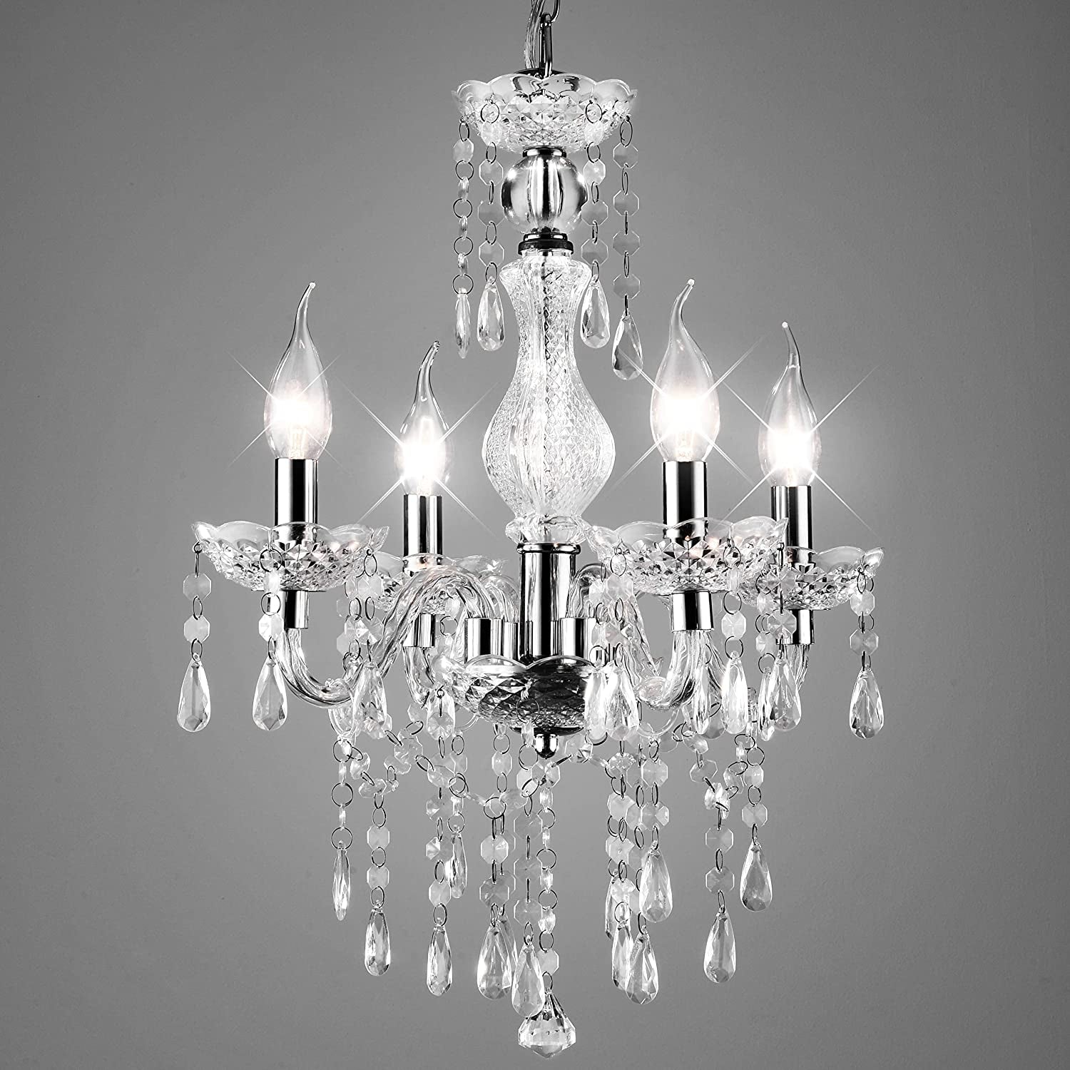 Crystal Chandeliers Clear Acrylic Chandelier Mini 4-Lights Pendant Lighting Modern Hanging Light Fixtures for Girl'S Room,Dining Rooms