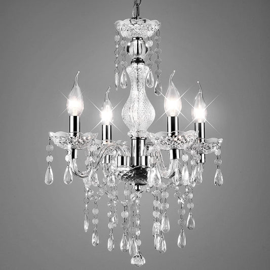 Crystal Chandeliers Clear Acrylic Chandelier Mini 4-Lights Pendant Lighting Modern Hanging Light Fixtures for Girl'S Room,Dining Rooms