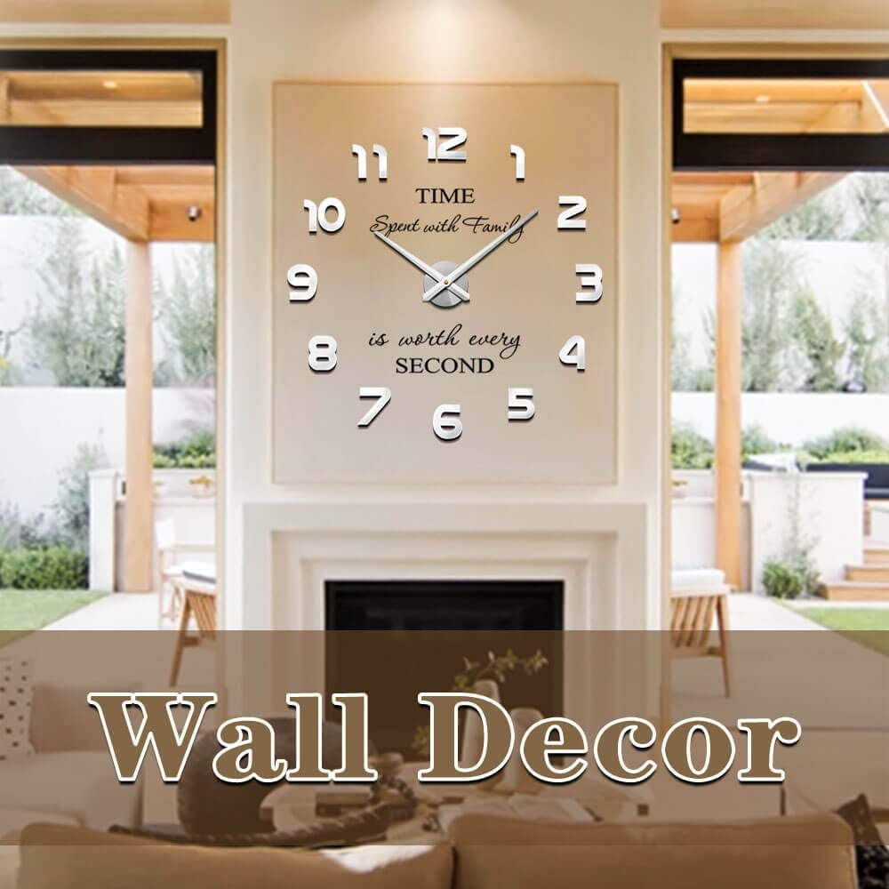 Frameless DIY Wall Clock 3D Mirror Wall Clock Large Mute Wall Stickers for Living Room Bedroom Home Decorations