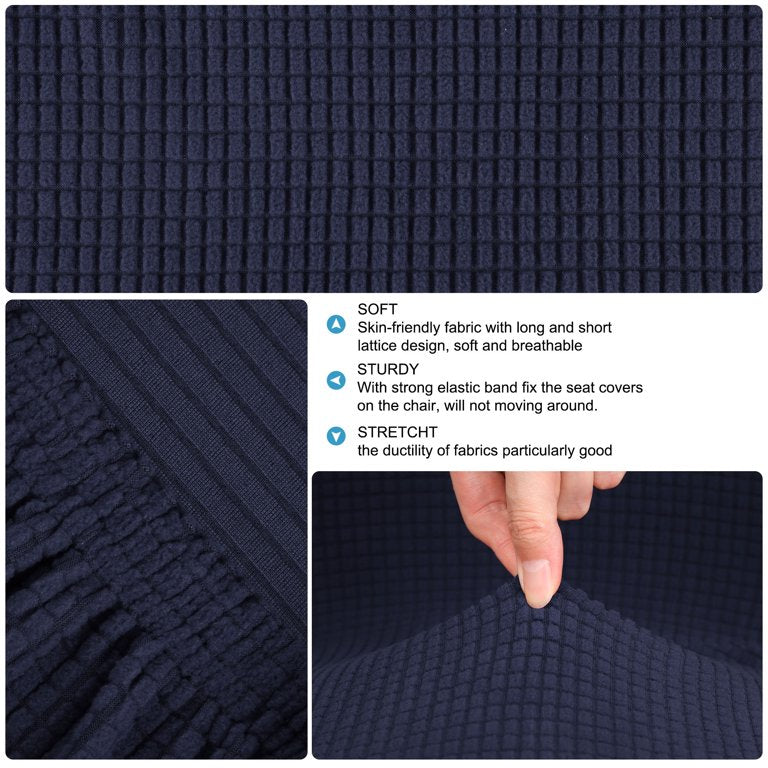 PiccoCasa 4Pcs Stretch Spandex Bar Stool Covers for Short Back Chair Navy