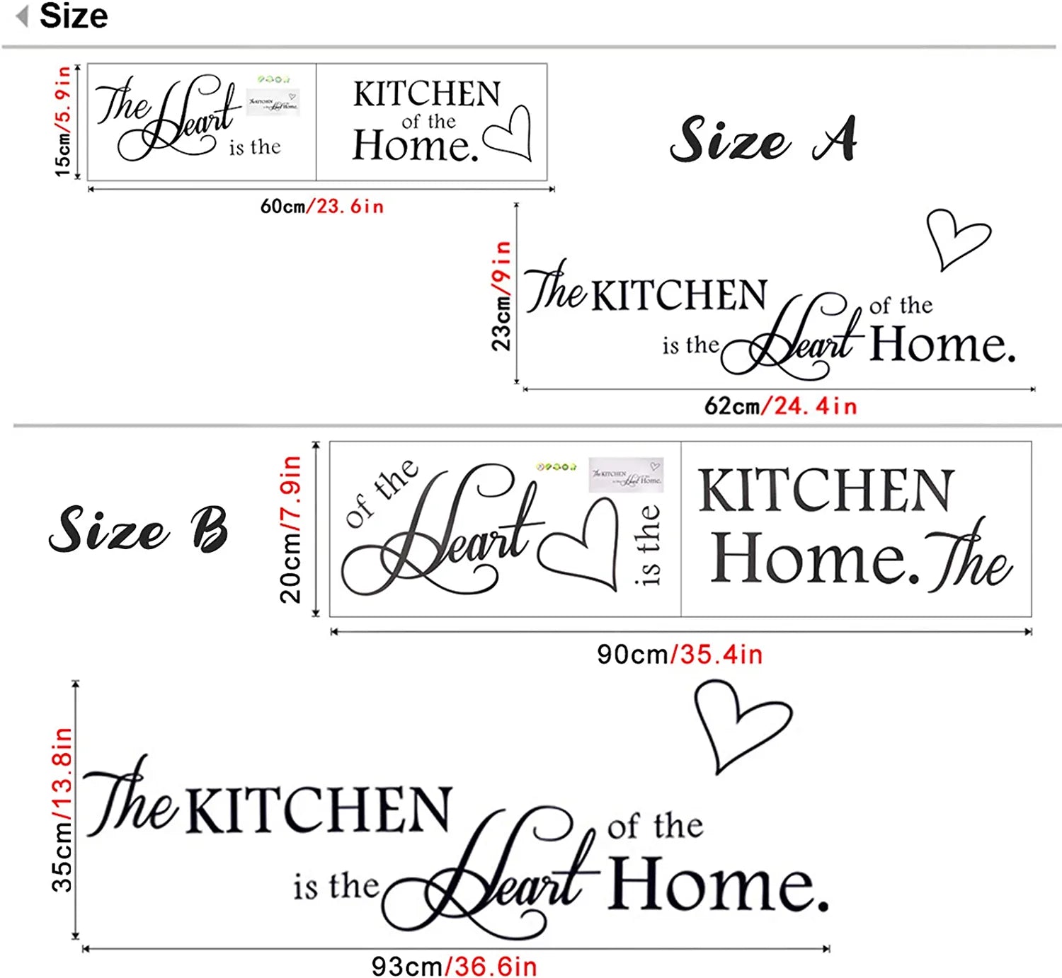 'The Kitchen' Quote Wall Stickers Kitchen & Dining Room Wall Decal Vinyl Home Décor (Size B)