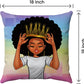 Plush Pillow Cases Black Girl Magic Throw Pillow Covers for Girls,African American Women Girl with Crown Pillowcase,Afro Girls Black Queen Princess Cushion Cover Cases,Pink Colorful ,18 X 18 Inch