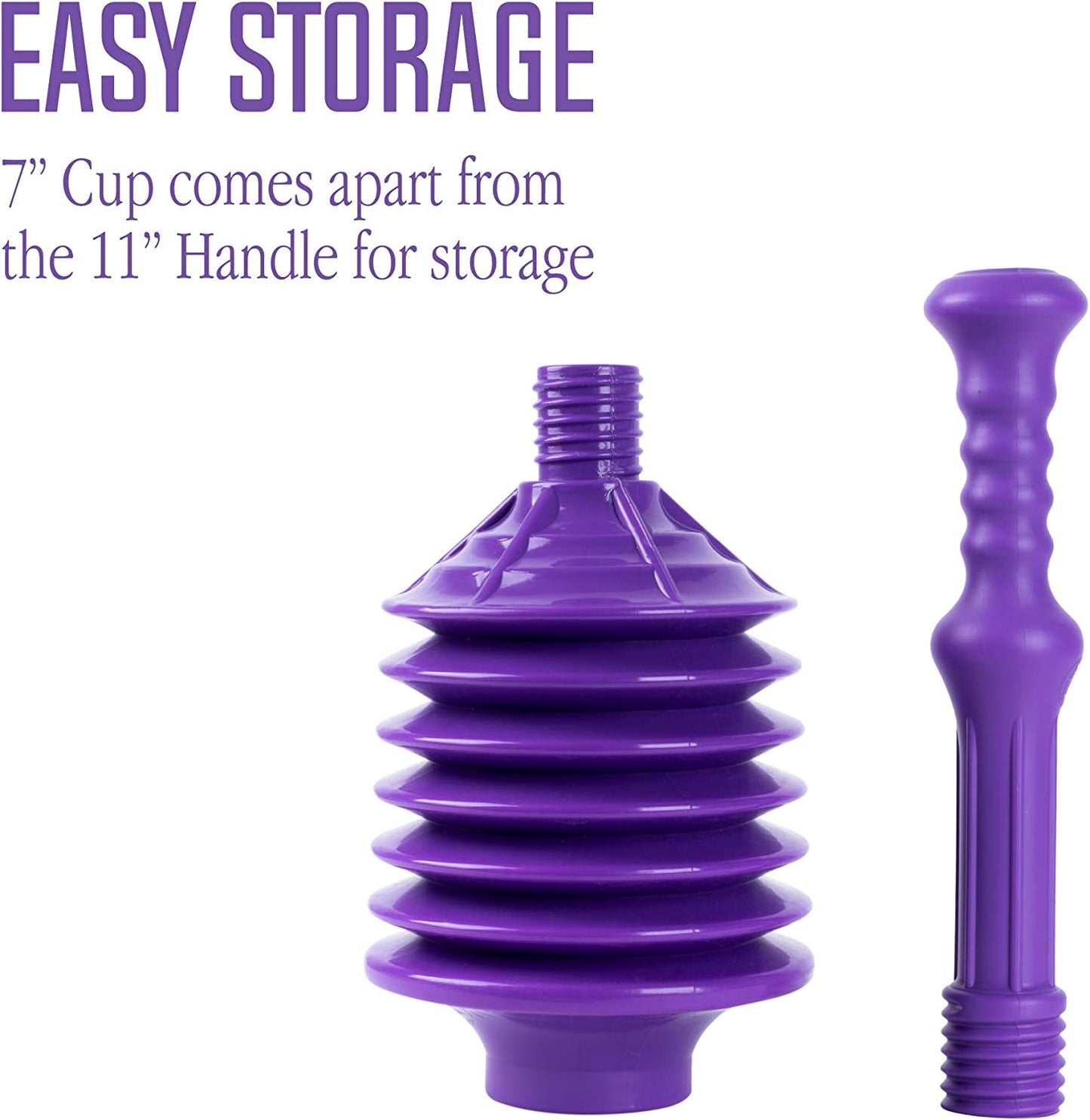 Professional Bellows Accordion Toilet Plunger, Thrust Plunge Removes Heavy Duty Clogs from Clogged Bathroom Toilets, Power Plungers, Jackson Parent (Purple)