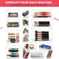 25 Pcs Drawer Organizer Set Dresser Desk Drawer Dividers - 4 Size Bathroom Vanity Cosmetic Makeup Trays - Multipurpose Clear Plastic Storage Bins for Jewelries, Kitchen Gadgets and Office Accessories