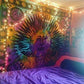 Sun Moon Hippie Tapestry Wall Hanging Aesthetic Indie Wall Tapestry, Hippie Bohemian Decorative Printed Trippy Tapestry for Bedroom Living Room Home Decor (Rainbow 55X82 Inch)