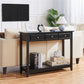 3-Drawer Wooden Console Table Entryway Table with Storage Shelf Pine Wood Legs, Black