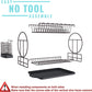 Dish Drying Rack with Drainboard for Kitchen Counter, Bronze 2 Tier Dish Rack with Utensil Holder, Multifunction Dishes Drainer with Drainage, Double Tier Plate Drying Rack with Tray