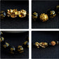 Feng Shui Black Obsidian Wealth Bracelet for Women Men Adjustable Elastic Leather Jewerly