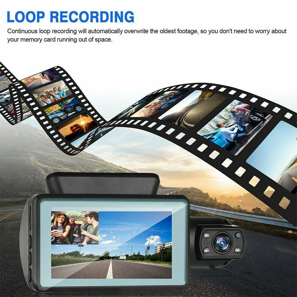 HD 1080P Dual Lens Dash Cam Car DVR Front & inside Camera Video Night Vision USA