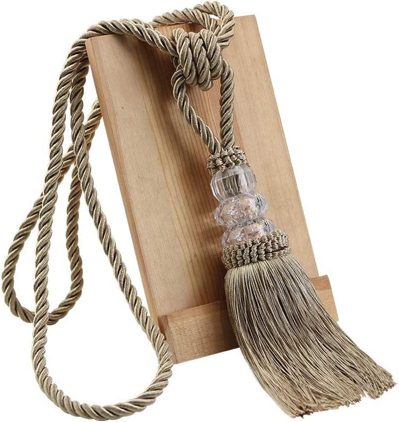 4 Pack Curtain Hand-Woven Tiebacks Crystal Holdbacks Home Decorative Tassels (Golden, 4 Pack)