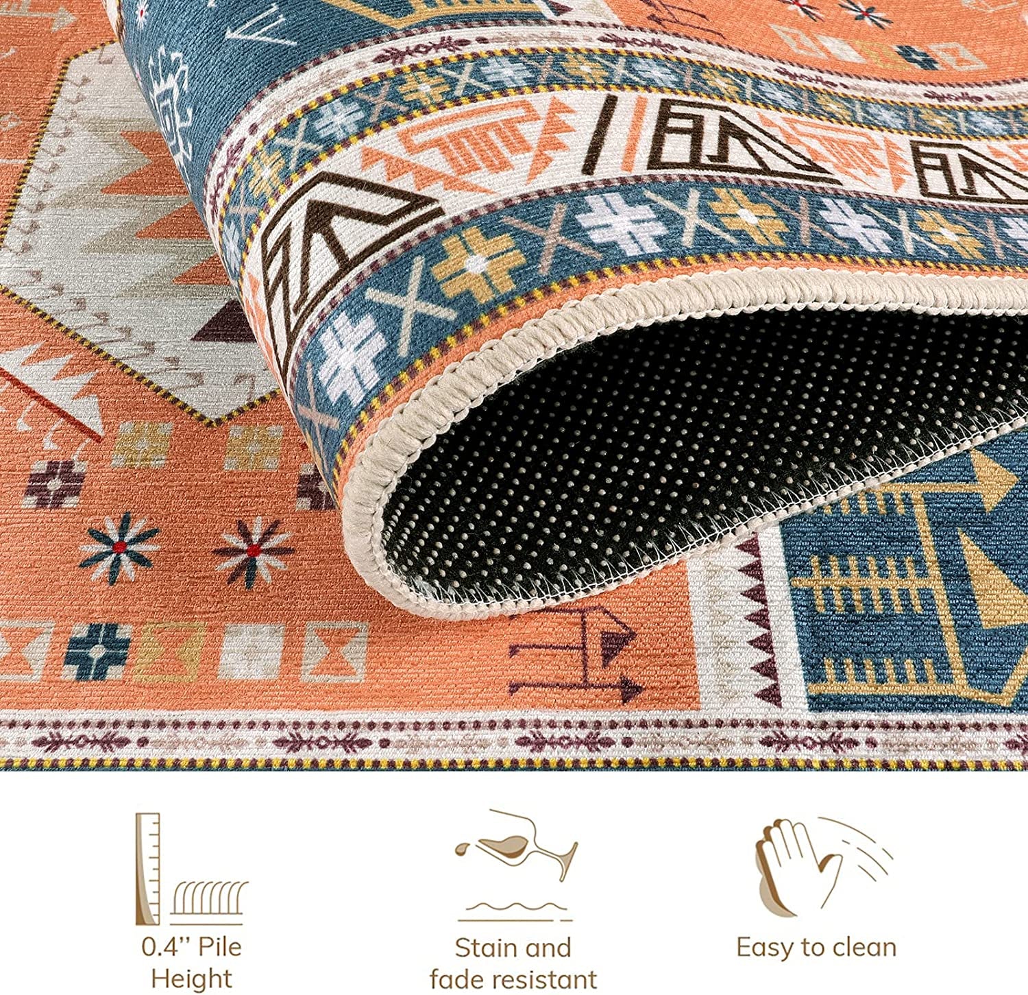 Traditional Tribal Rug Runner 2X 6 Vintage Entryway Runners for Hallways with Rubber Backing Non-Shedding Washable Kitchen Runner Rug for Living Room Bedroom Laundry Room