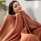 Boho Throw Blanket for Couch-Soft Throw Blanket for Christmas,Cozy Farmhouse Waffle Throw,Small Lightweight Blankets & Throws for Bed,Chair,Sofa,Living Room,Home Decor(Orange Rust, 50*60'')
