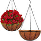2 Pack Metal Hanging Planter Basket with Coco Coir Liner Chain round Wire Plant Holder Flower Pots Hanger Garden Decoration Porch Decor Watering Hanging Baskets Indoor Outdoor (12INCH)