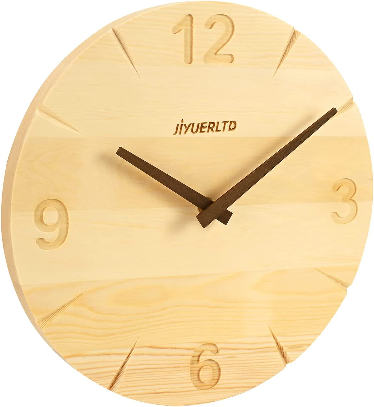 JIYUERLTD 12”Wall Clock Solid Wood Noiseless Clock Desk Clocks Modern Art Wall Decorative for Bedroom Living Room Kitchen Office and Hotel
