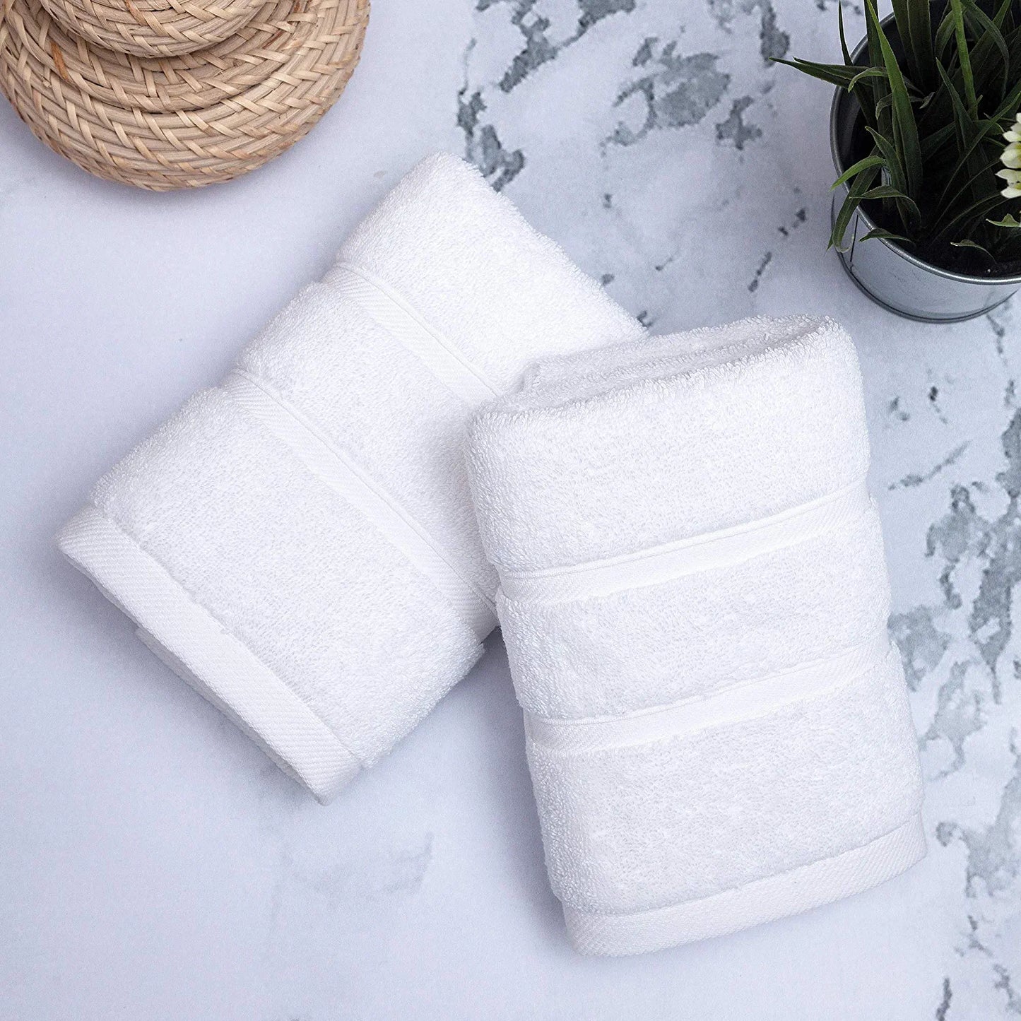 White Bath Towel Set - Turkish Cotton Hotel Towels - Turkish Bathroom Towel Set - Turkish Cotton Bath Towels Set of 6 by Upthrone