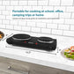 EDB-302BF Countertop Double Cast Iron Burner, 1500 Watts Electric Hot Plate, Temperature Controls, Power Indicator Lights, Easy to Clean, Black