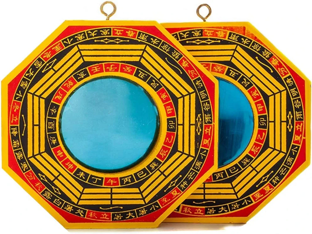 4 Inch Bagua Mirror Set of 2 for Protection; One Concave Mirror for Protection against Passive Negative Energy & One Convex Mirror for Protection against Active Harmful Energy