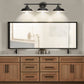 Farmhouse Rustic Style Vintage 3-Lights Vanity Wall Sconce Lighting,  E26 Base Metal Matte Black Industrial Bathroom Wall Light Fixture for Bathroom Vanity Mirror Cabinets Dressing Table