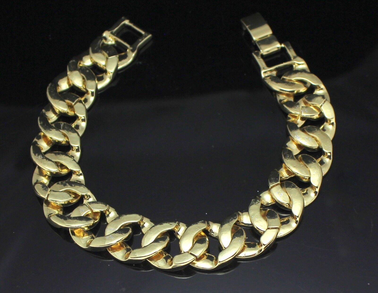 Mens Frosted Glitter Miami Cuban Curb Link 14K Gold Plated 8" Bracelet Hip Hop