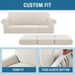 4 Piece Stretch Sofa Covers for 3 Cushion Couch Covers for Living Room Furniture Slipcovers (Base Cover plus 3 Seat Cushion Covers) Upgraded Thicker Jacquard Fabric (Sofa, Ivory)