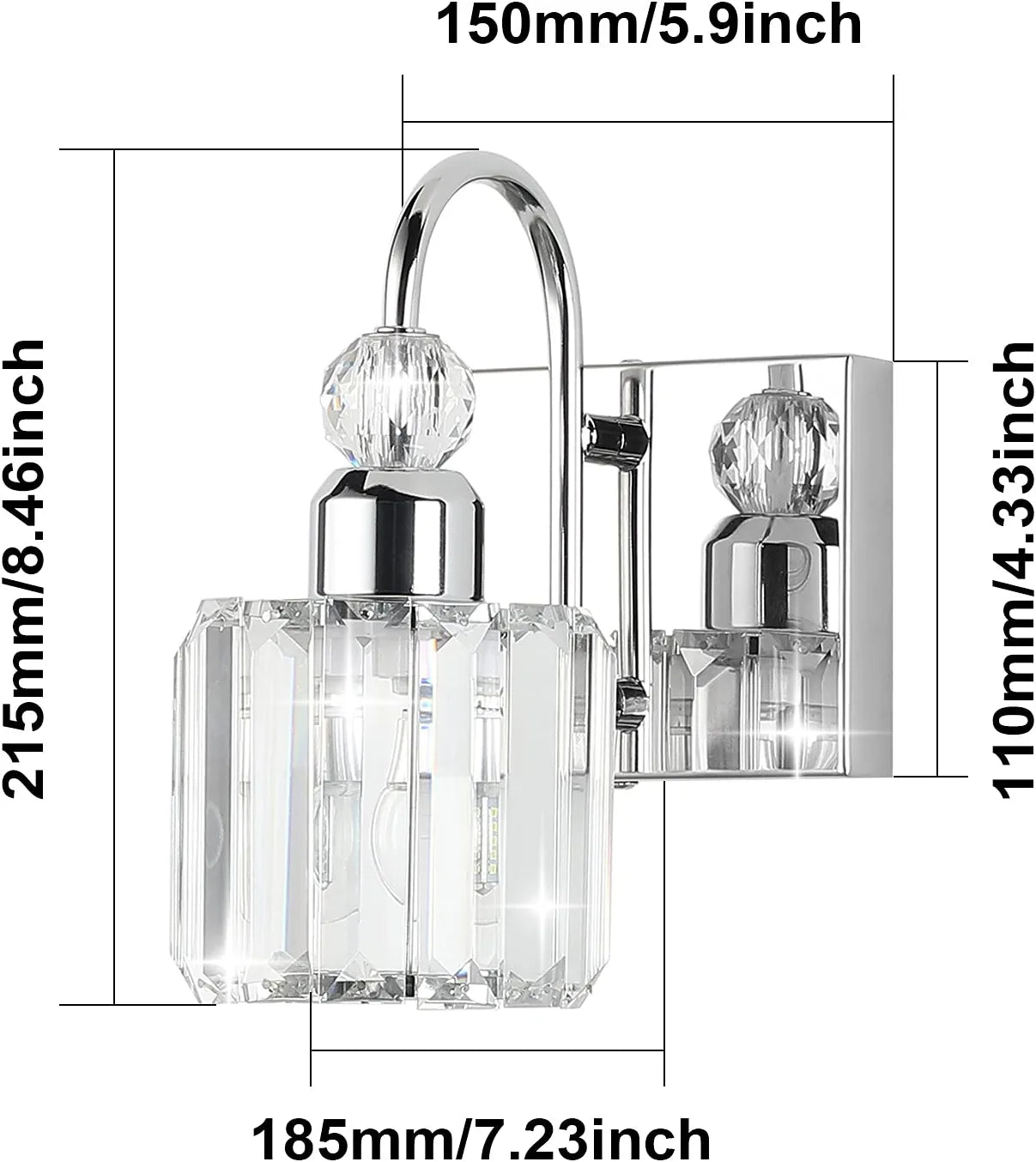 Modern Crystal Indoor Wall Sconce 2-Packs Modern Crystal Wall Light Fixtures for Indoor Living Room Bedroom Hallway