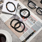 5 Pieces Adjustable Stretch Beads Bracelet Black Elastic Bracelets Therapy Lava Rock Bracelets Tiger'S Eye Stone Magnetic Hematite Jewelry Triple Protection Positive Energy Bracelet for Men Women
