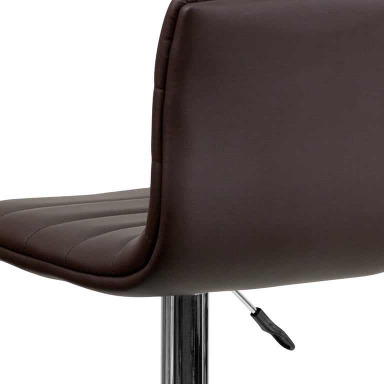 Flash Furniture Betsy Modern Brown Vinyl Adjustable Bar Stool with Back, Counter Height Swivel Stool with Chrome Pedestal Base