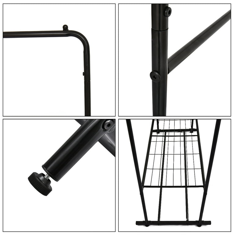 Garment Rack Freestanding Hanger Double Pole Multi-functional Bedroom Clothing Rack,Metal Clothing Garment Rack with Shelves,Black