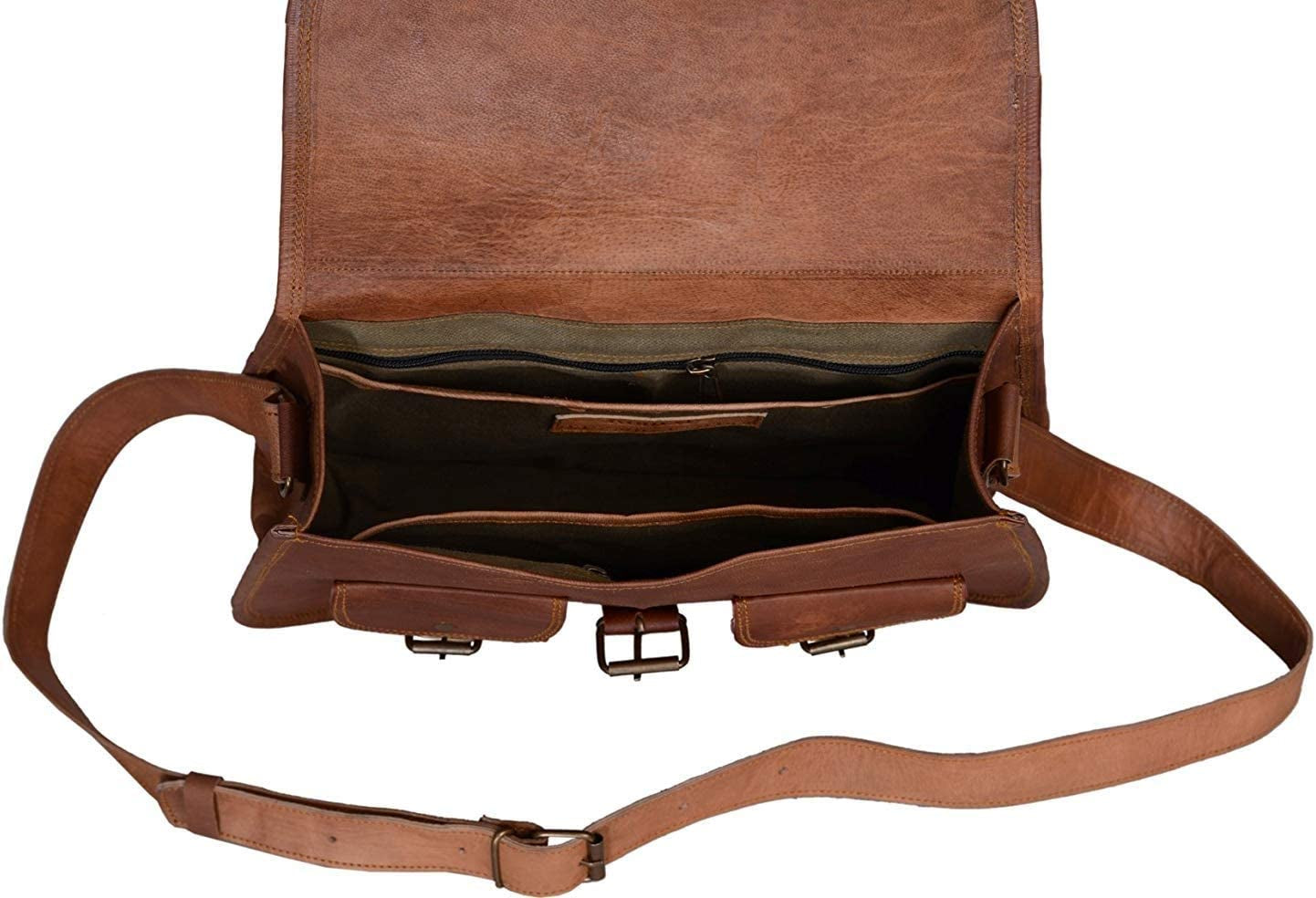 KPL 14 Inch Leather Crossbody Bags Purse Women Shoulder Bag Satchel Ladies Tote Travel Purse Full Grain Leather (Tan Brown)