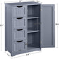 Bathroom Floor Cabinet, Freestanding Storage Oragnizer Unit Kitchen Cupboard W/ 4 Drawers & Adjustable Shelves, Using for Living Room/Kitchen/Bathroom, Gray