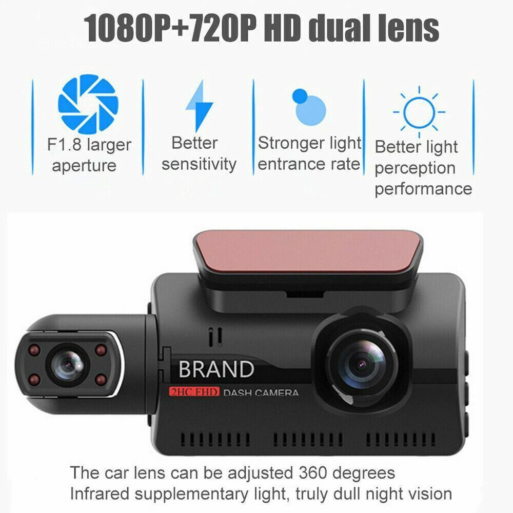 HD 1080P Dual Lens Dash Cam Car DVR Front & inside Camera Video Night Vision USA