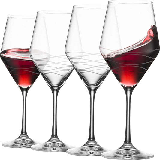 Red Wine Glasses Set of 4 | Chic Long Stem 20 Ounce Wine Glass Set Made from Crystal Clear Glass | Great Wine Gift for Wedding, Anniversary, Christmas, Birthday | Made in Europe
