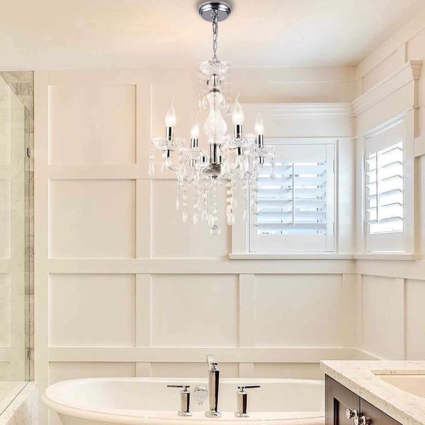 Crystal Chandeliers Clear Acrylic Chandelier Mini 4-Lights Pendant Lighting Modern Hanging Light Fixtures for Girl'S Room,Dining Rooms