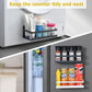Fridge Magnet Organizer Magnetic Spice Rack with Four Removable Hook Refrigerator Shelf Rack Black (2 Pack)