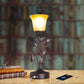 Touch Control Table Lamp with 2 USB Charging Ports, 3-Way Dimmable Bedside Nightstand Lamps, Amber Glass Shade Vintage Rural Leaf Lamp for Living Room, Bedroom, Dresser, LED Bulb Included (Bronze)