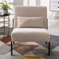 Cream Accent Chair for Living Room Tuffed Upholstered Sofa Chairs Fabric Armless Contemporary Accent Chair Mid Century Fabric Roll Arm Living Room Chair with Metal Legs