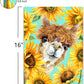 Alpaca Portrait Wall Art Funny Country Animal Canvas Printing Llama Picture Rural Animal Sunflowers Wall Painting Adorable Artwork for Living Room Kids Room Bedroom Nursery Decor Poster 12X16Inch