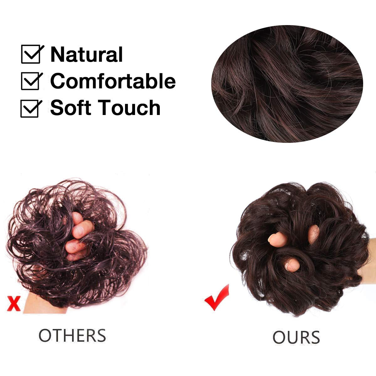 1PCS Messy Hair Bun Hair Scrunchies Extension Messy Synthetic Chignon for Women Updo Hairpiece (33#(Dark Auburn))