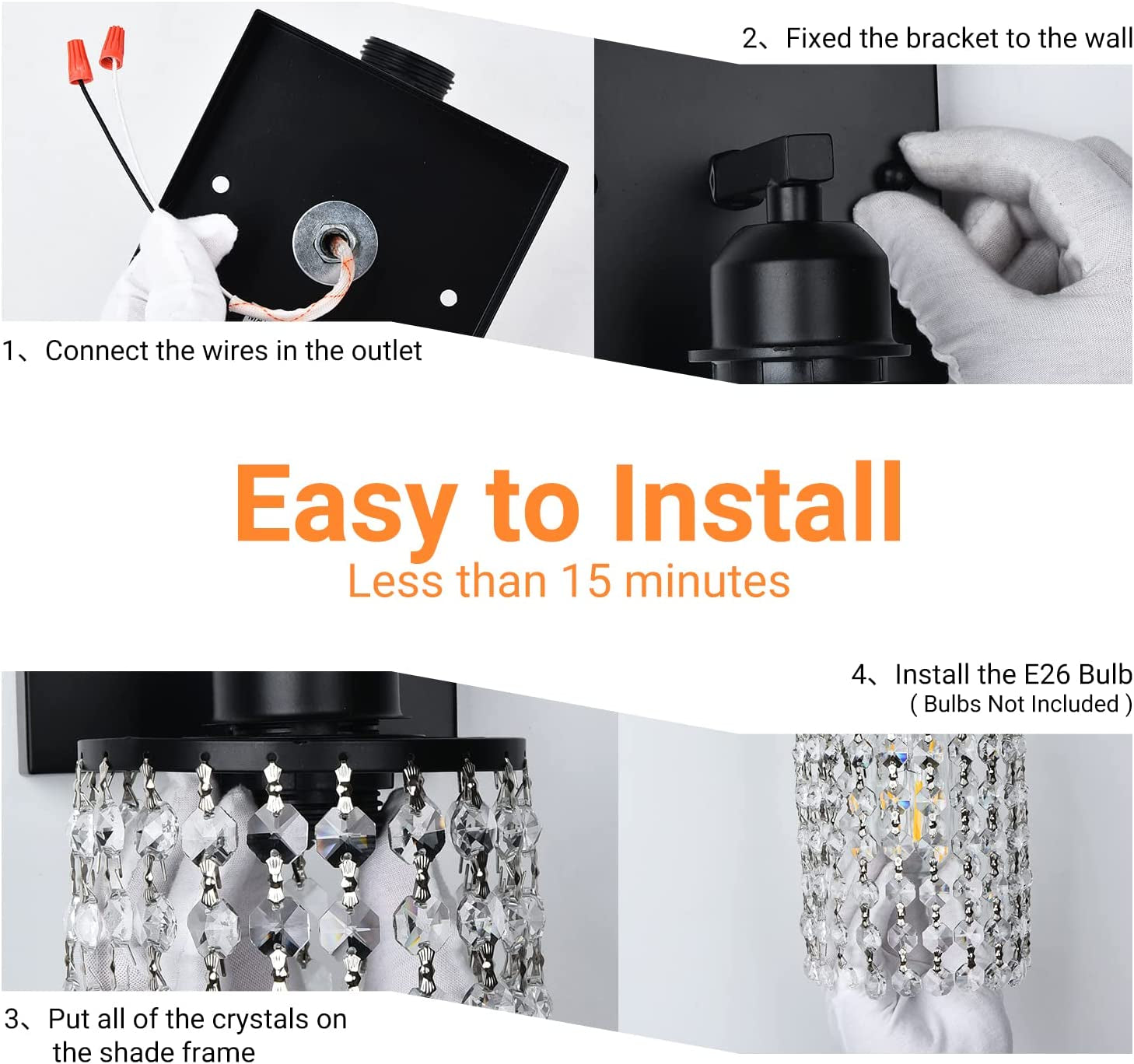 1 Light Bathroom Vanity Lights Fixtures over Mirror - Modern Wall Sconce Lighting Interior K9 Crystal Drop Wall Mount Lamp Matte Black for Kitchen Bedroom Entryway Hallway Living Room