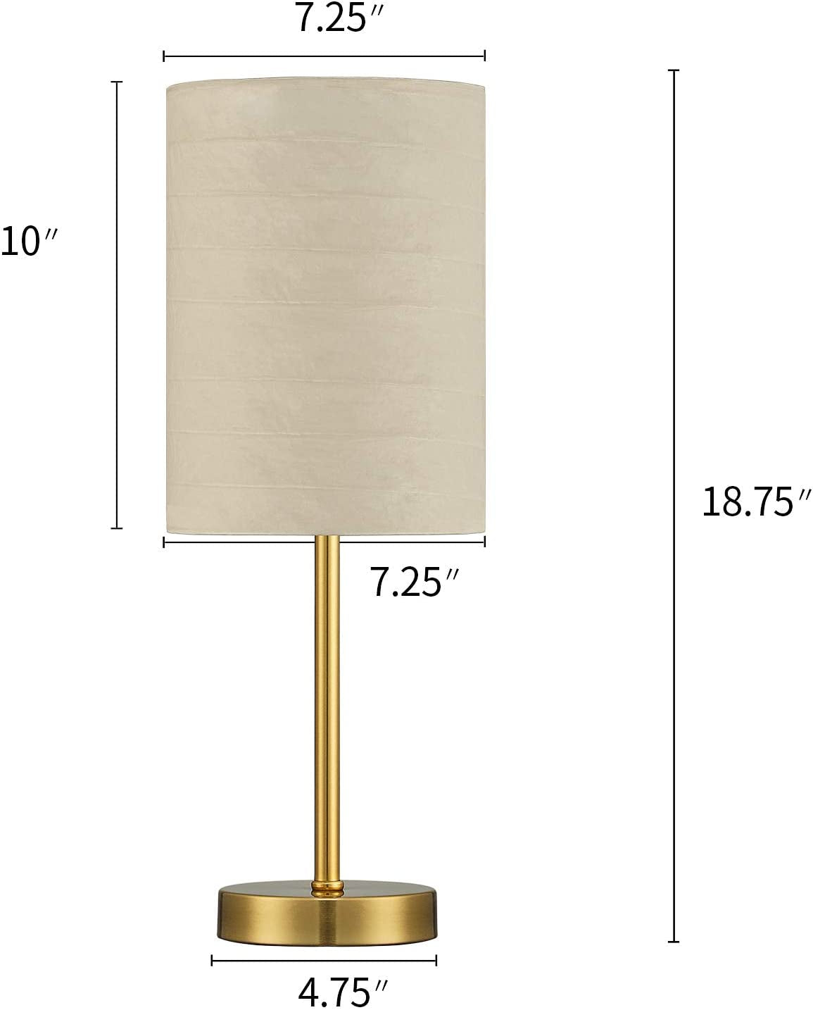 PORTRES 18.75'' Traditonal Accent Table Lamp Set of 2 for Bedroom Desk Lamps for Living Room Kids Room Study Room Office Rustic Decor Nightstand Rice Paper Lamps (Gold)