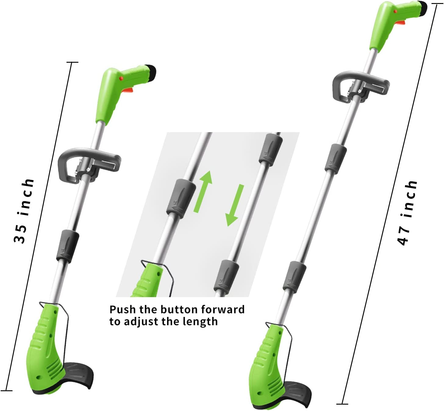 Cordless Lawn Trimmer Weed Wacker:  12V Grass Trimmer Lawn Edger with 2.0Ah Li-Ion Battery Powered and Cutting Blade, Adjustable Height Weed Eater Tool for Garden and Yard
