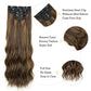 Clip in Hair Extensions 4Pcs Set Curly Wave 24 Inch Long Hair Extension Clip Ins Balayage,Wavy Hair Extensions for Women Synthetic Clip on Extension