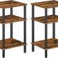 Tall Side Table Set of 2, 3-Layer Stackable Nightstand, Stable End Table for Small Space in Bedroom, Living Room, Industrial Style, Stable Frame, Easy Assembly Rustic Brown BF10BZP201